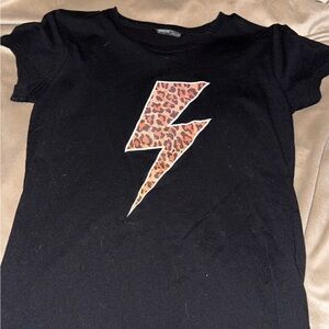 SHEIN Black and Brown Short Sleeve Tee with Lightning Bolt